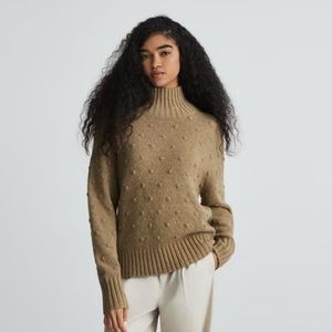 Everlane The Alpaca Pom-Pom Sweater, size small, color Wheat NWT